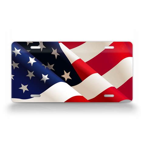 Wavy American Flag HD License Plate Patriotic Waving USA Flag Auto Tag - Walmart.com - Walmart.com