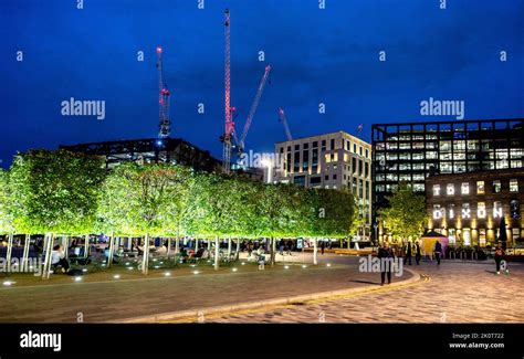 The Granary Square Kings Cross Development at Night London Stock Photo ...