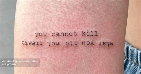 "You cannot kill what you did not create" lettering