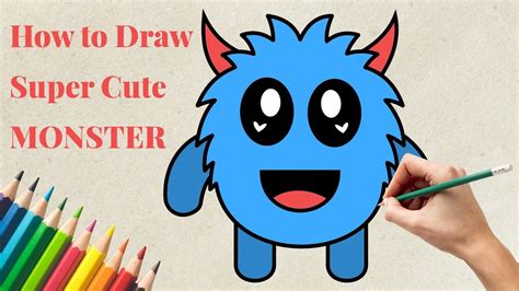 How to Draw a Super Cute Monster 😍👿🎃 - Step by Step Simple Easy Drawing | Cute monsters, Easy ...