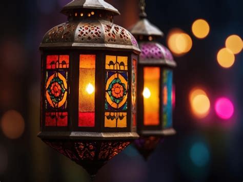 Premium AI Image | Lanterns Diwali festival floating lamps at night