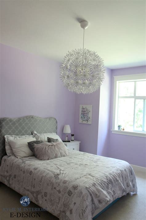 Best purple paint colour, Benjamin Moore Lily Lavender in girls tween bedroom with gray and ...