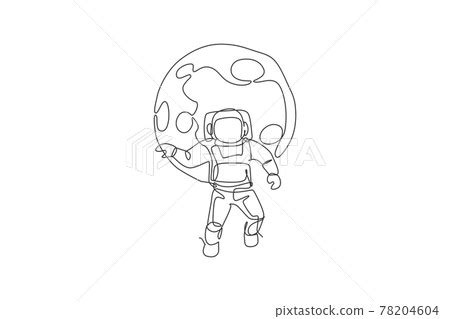 One single line drawing of space man astronaut... - Stock Illustration [78204604] - PIXTA