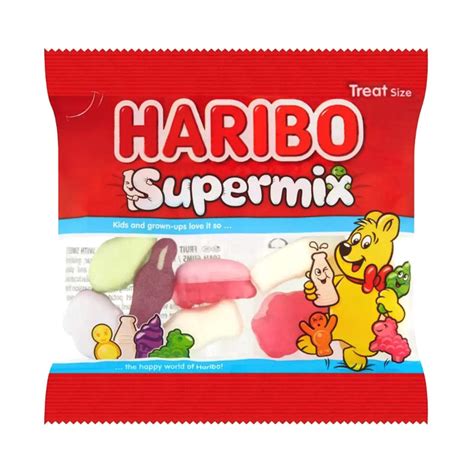 Haribo Super Mix Mini Size Bags - 16g Bulk Box Of 100 Sweet Bags - treasureislandsweets.co.uk