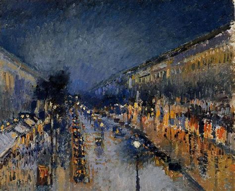 The Boulevard Montmartre at Night by Camille Pissarro - galleryIntell