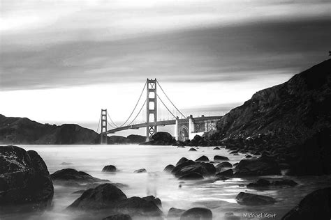 Black White Golden Gate Bridge Photograph by Michael Kent - Pixels