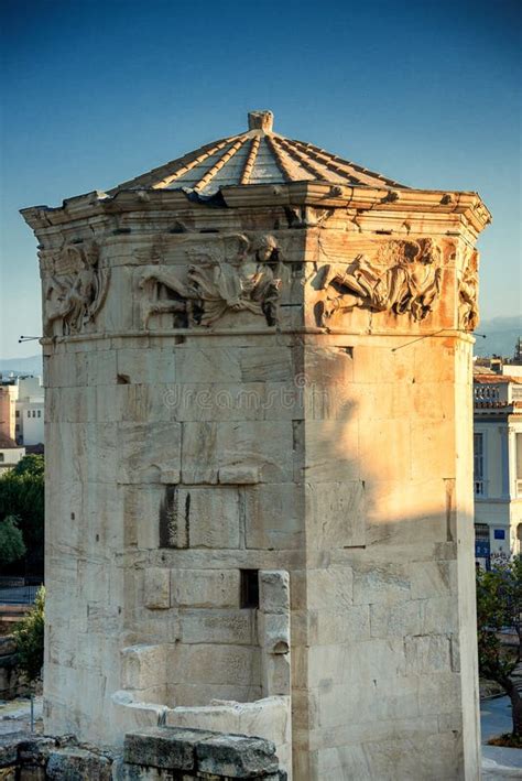 Tower of Winds or Aerides on Roman Agora, Athens Stock Photo - Image of horologe, ancient: 162777628