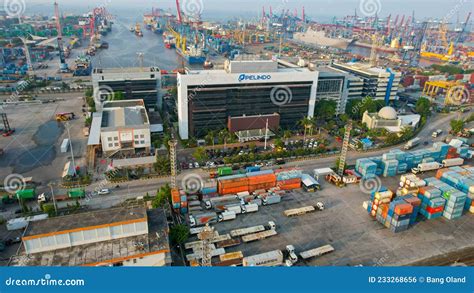 Aerial View Of Activities In The Port Of Tanjung Priok, North Jakarta. Jakarta, Indonesia ...