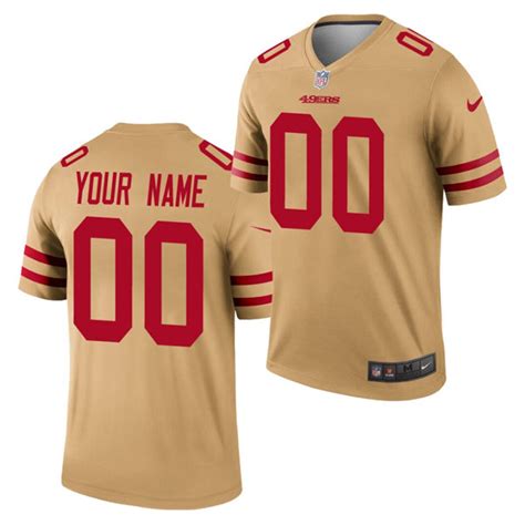 Men San Francisco 49ers Custom Gold Inverted Legend Personal Football ...