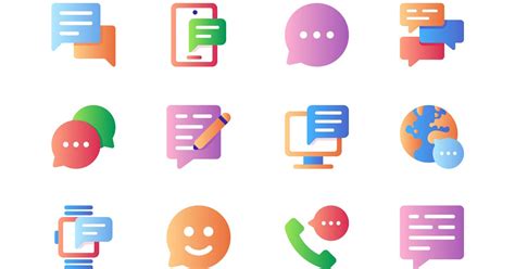 Communication Color Icons Set, Graphics - Envato Elements