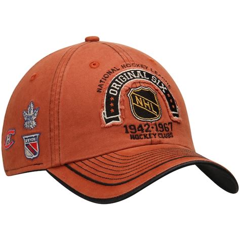 Men's Old Time Hockey Orange Original 6 Purral Slouch Adjustable Hat ...