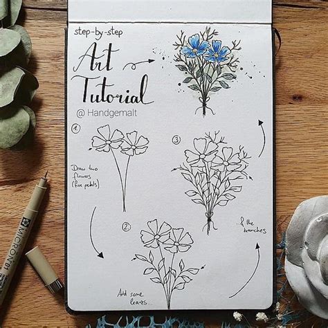 @Handgemalt | Linktree | Flower drawing tutorials, Flower drawing, Art tutorials