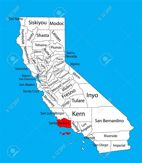 File:california County Map (Santa Barbara County Highlighted).svg - Map Of California Showing ...