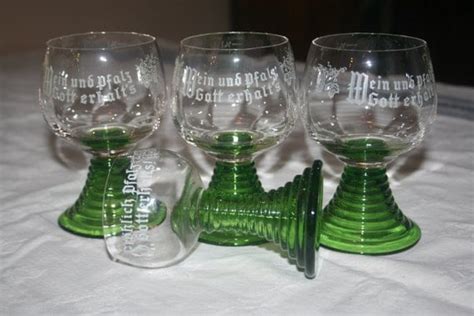 Roemer Glass Green Stemmed German Wine Glasses