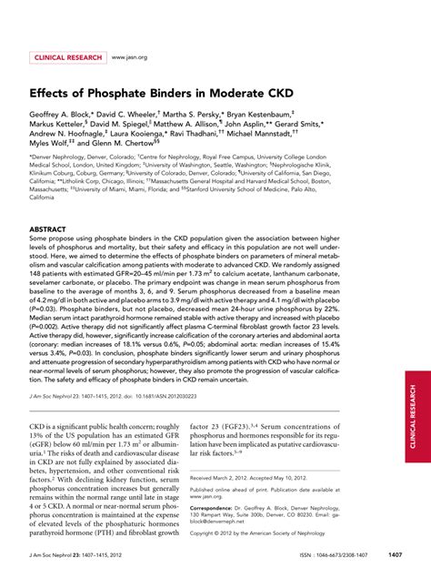 (PDF) Effects of Phosphate Binders in Moderate CKD