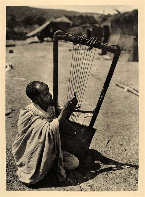 1930 Ethiopian Begena King David's Harp Musician Africa - ORIGINAL AF2 – Period Paper Historic ...