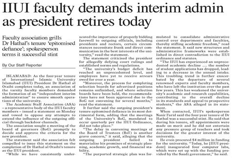 Dawn-ePaper | Jul 16, 2024 | IIUI faculty demands interim admin as ...