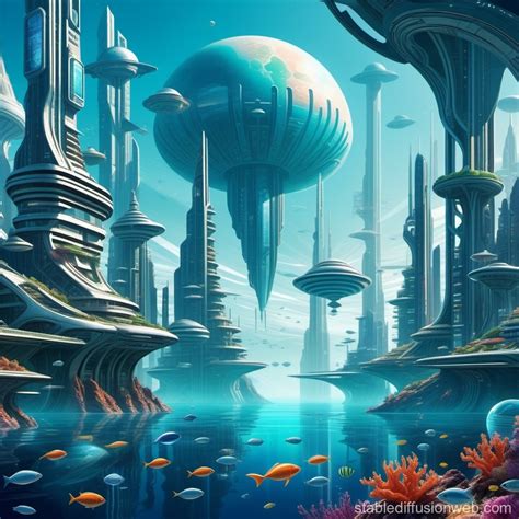 Underwater Sci-Fi City on Alien Planet | Stable Diffusion en línea