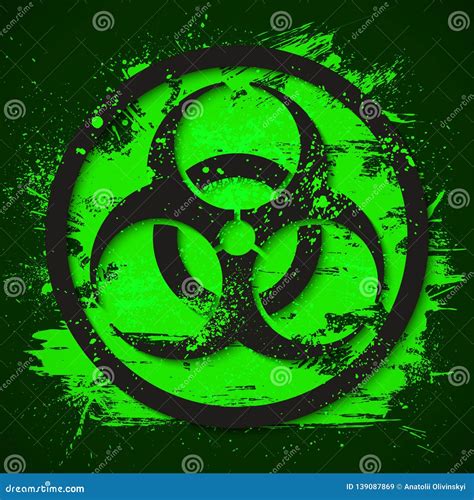 Biohazard Dangerous Sign on Green Slime Background. Toxic Waste Vector ...