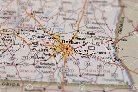 Dothan Alabama on a map stock photo. Image of travel - 255942200