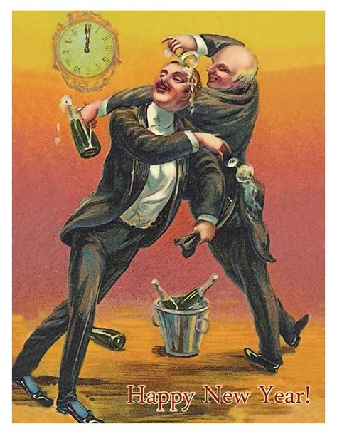 Funny new year postcard Painting by Long Shot | Fine Art America