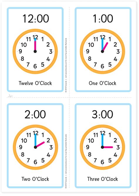 Free teach time flashcards for kids - Totcards