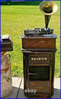 Antique 1901 Edison Home Phonograph With Horn & Stand NO Cylinders WORKS MUST SEE | Collection ...