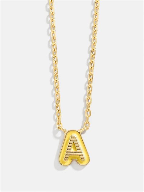 18K Gold Enamel Initial Necklace – 18K Gold Plated Sterling Silver ...