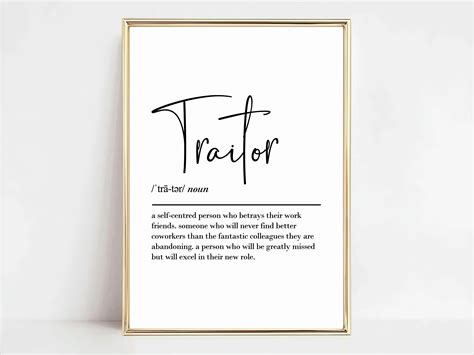 Traitor Definition Print Leaving Gift Work Colleague Work - Etsy