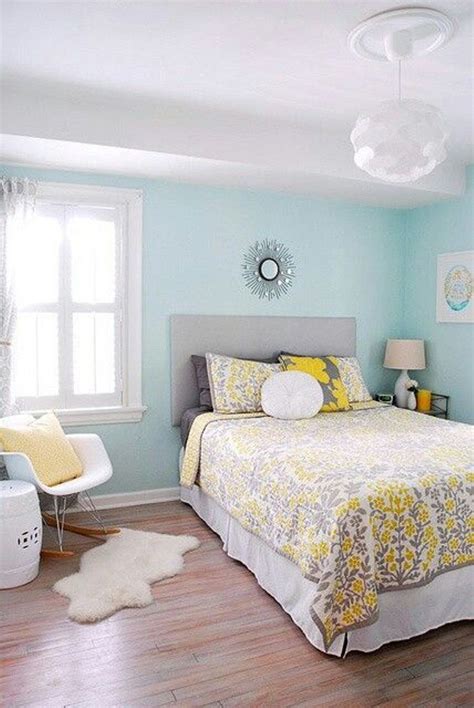 Paint Colors For Small Bedrooms In Light Blue Decorated With White Ceiling And Pendant Light And ...