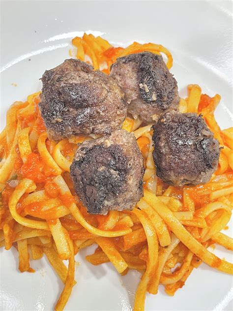 Spaghetti with Fried Meatballs (gluten free, dairy free) - Pinch of Gluten Free