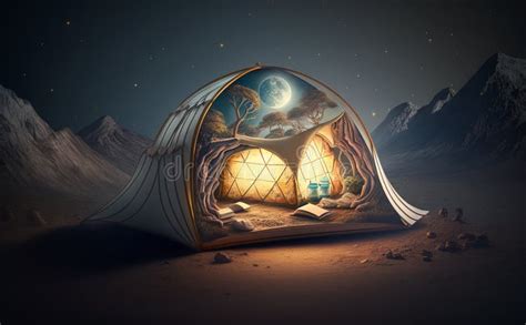 Camp Tent. Surreal Mystical Fantasy Artwork Stock Illustration ...