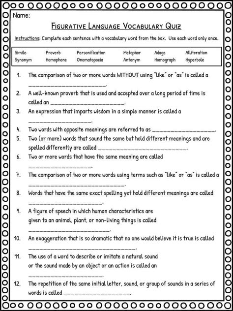 Figurative Language Worksheets | Definition & Examples | Figurative ...