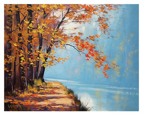 Lake Oil Painting Autumn Fine Art Traditional Landscape Graham Gercken - Etsy