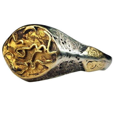 Medieval Silver Gold Ring at 1stDibs