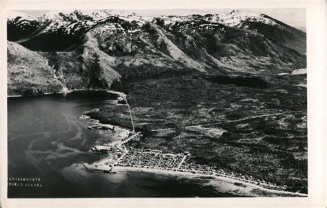 Aerial view of Metlakatla Alaska Otto Schallerer Postcard