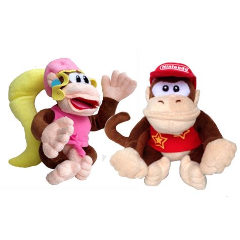 Super Mario Bros Diddy Kong Dixie Kong Soft Plush Toy Donkey Kong ...