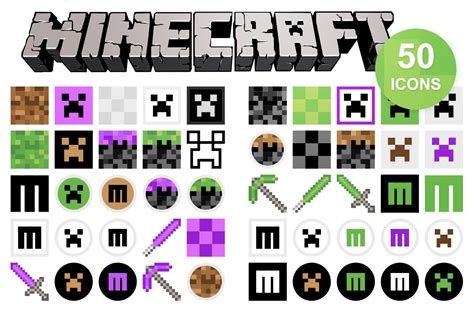 50 Minecraft Icons | Icons ~ Creative Market