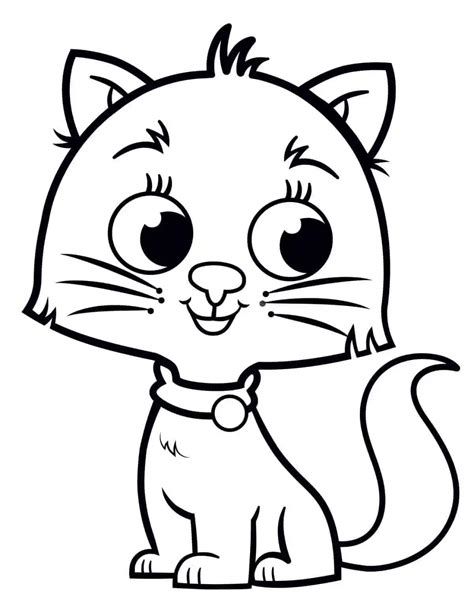 Gato Divertido con Ojos para colorear, imprimir e dibujar –ColoringOnly.Com