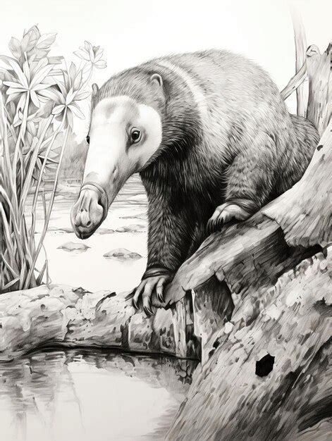 Premium Photo | Wallpaper for phone with a pencil sketch artwork anteater animal drawing