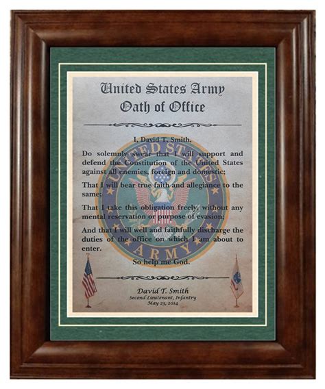 BEST U.S. Army OFFICER Oath of Office Certificate Aged Parchment Framed ...