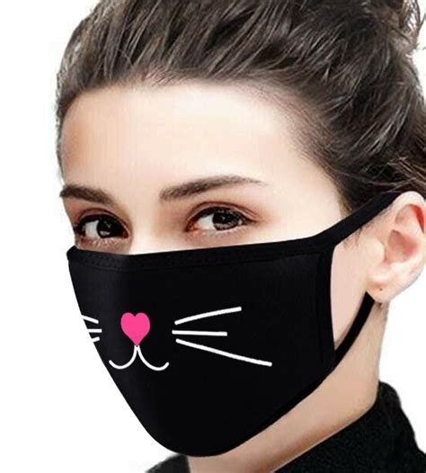 Cat Face Mask, Cat Whiskers Mask, Cute, Funny, Reusable, Two Layers ...