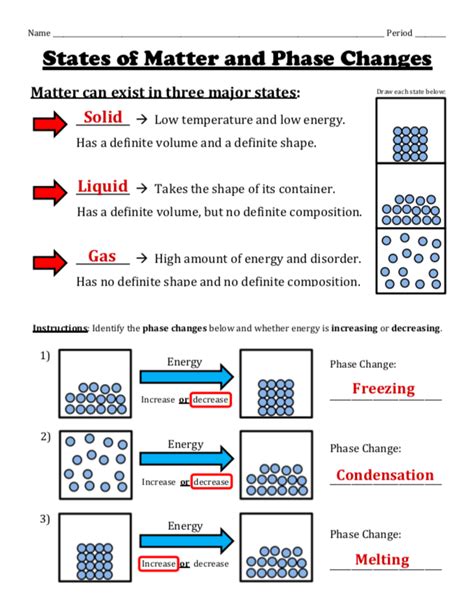 States of Matter and Phase Changes -- Worksheet Set | Enseñar, Física ...