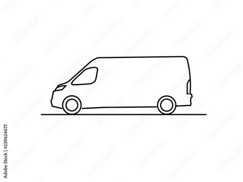 Van side view line drawing vector Stock Vector | Adobe Stock