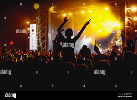 Happy crowd at a music festival Stock Photo - Alamy