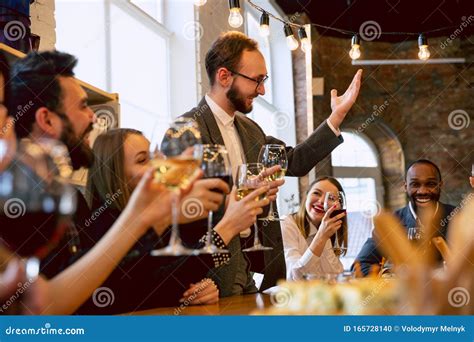 Happy Co-workers Celebrating while Company Party and Corporate Event Stock Photo - Image of ...