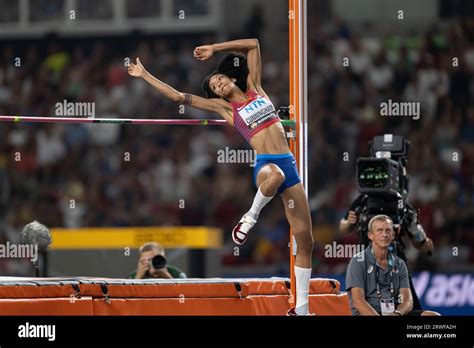 Vashti Cunningham participating in the High Jump at the World Athletics ...