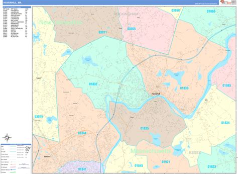 Haverhill Massachusetts Wall Map (Color Cast Style) by MarketMAPS