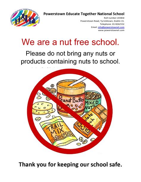 Nut Free School Reminder – Powerstown Educate Together National School, Tyrrelstown, Dublin 15