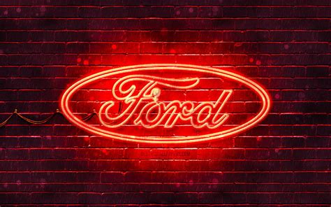 Ford red logo red brickwall, Ford logo, cars brands, Ford neon logo, Ford, HD wallpaper | Peakpx